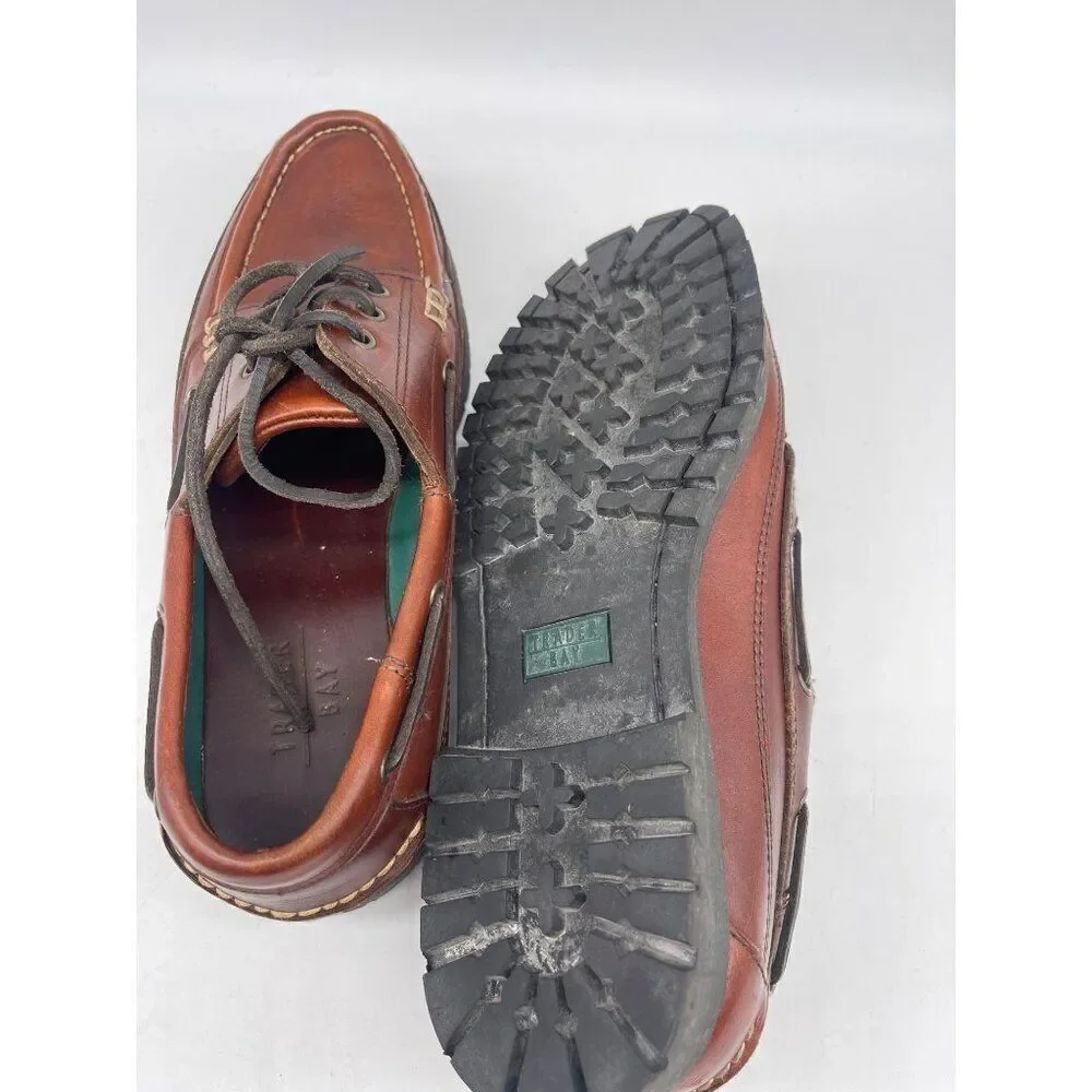 Trader Bay Brown Leather Casual Boat Shoe Size 9.5
